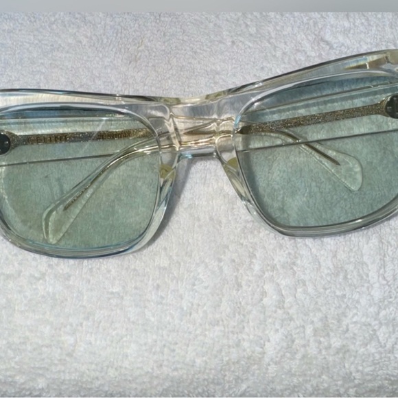 Celine Clear Lucite Gold Arm Square Frame Glasses - Picture 2 of 5